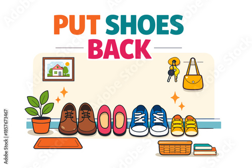 Organized entryway with shoes and accessories