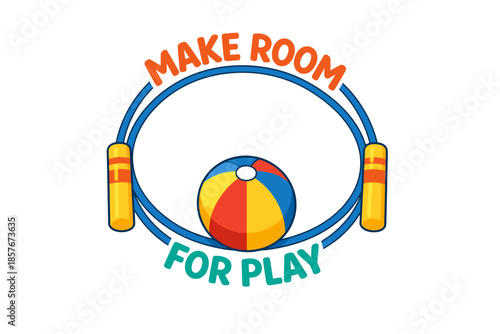 Colorful logo with jump rope and beach ball emphasizing playful theme