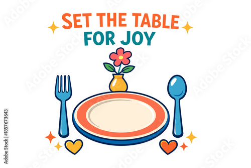 Set the table for joy: delightful place setting with fork, spoon, and floral vase