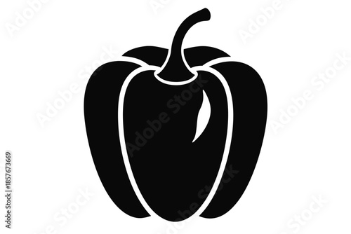 bell pepper silhouette line art vector illustration