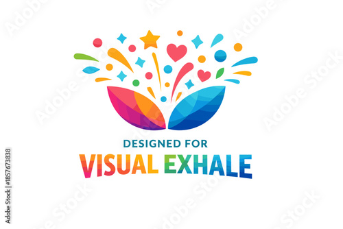 Colorful abstract art design with heart and star elements for visual delight