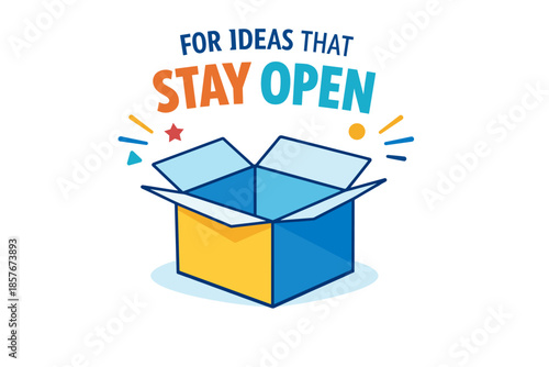Colorful open box with inspirational message for creativity
