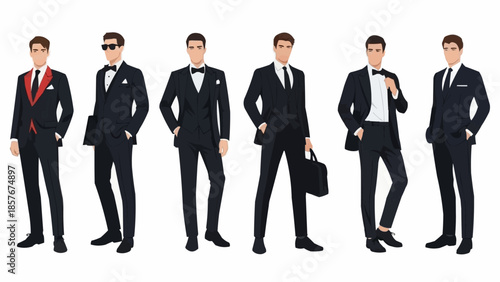 Group of Men in Formal Suits - A Fashionable Ensemble.