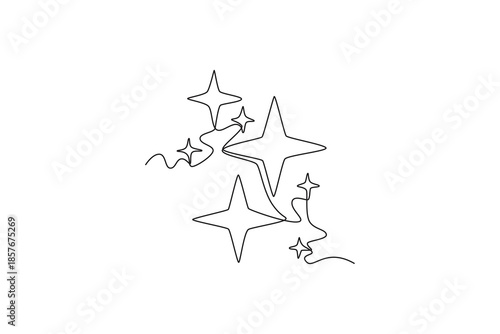 stars twinkle. Moon, Star, Sun  and planet concept. Single line draw design. Vector graphic illustration