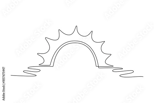 sunset. Moon, Star, Sun  and planet concept. Single line draw design. Vector graphic illustration