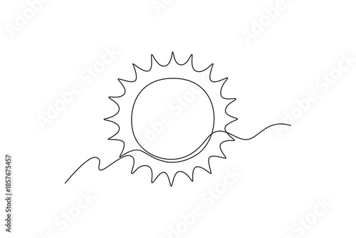 Sunny. Moon, Star, Sun  and planet concept. Single line draw design. Vector graphic illustration