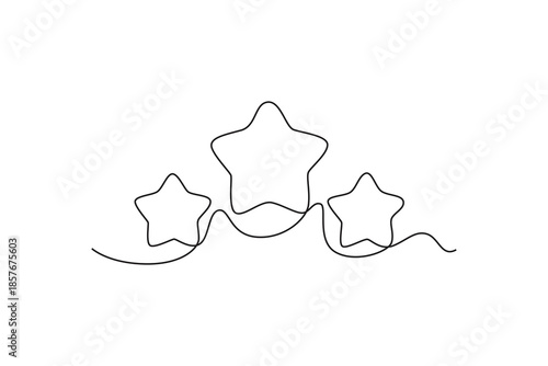 three cute star. Moon, Star, Sun  and planet concept. Single line draw design. Vector graphic illustration