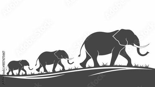 Elephant Family Walking Silhouette Leadership Mentorship Business Growth and Development Journey Illustration