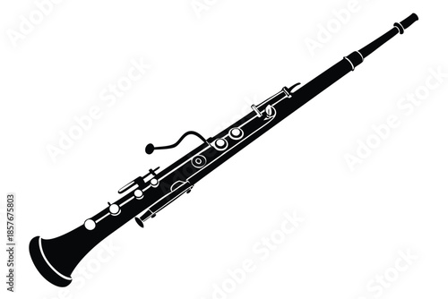 bassoon silhouette line art vector illustration