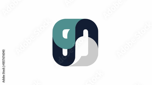 Interlocking Shapes in Teal, Navy, and Gray Create a Modern Logo.