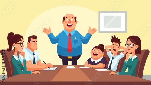 Enthusiastic Leader Inspiring Team in Business Meeting.