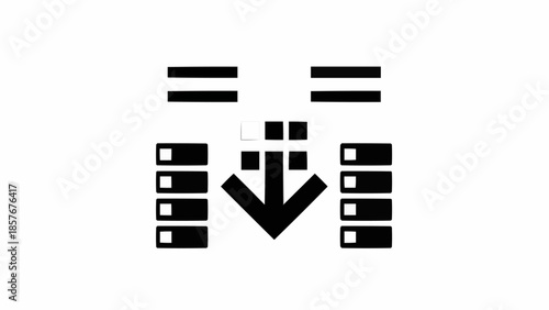 Data Integration Process Icon Illustrating Data Flow and Transformation.