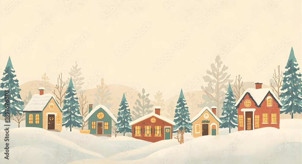 Fototapeta premium vector illustration of winter landscape