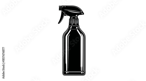 Generic Black Trigger Spray Bottle Isolated on White Background for Household Cleaning, Gardening, Beauty, and Liquids