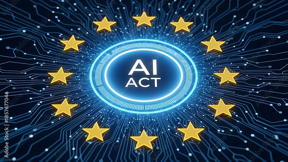 Fototapeta premium European union ai act logo symbolizing artificial intelligence regulation and technology 