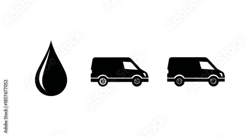 Generic fuel drop and delivery van icons for transport, logistics, shipping, and commercial vehicle services concept.