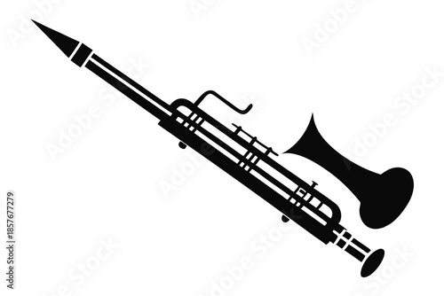 bassoon silhouette line art vector illustration