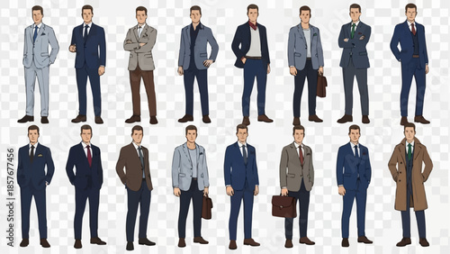 Diverse Mens Fashion - A Collection of Stylish Suits and Coats.