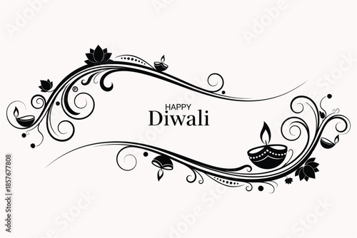 Decorative Diwali Oil Lamp Vector Illustration