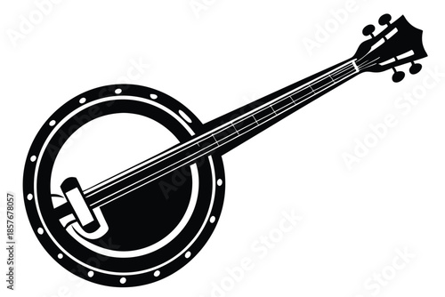 banjo silhouette line art vector illustration