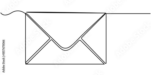 Mail Continuous One Line Drawing, of an Envelope. Minimalist Mail Vector, in outline illustration. 