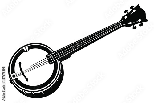 banjo silhouette line art vector illustration