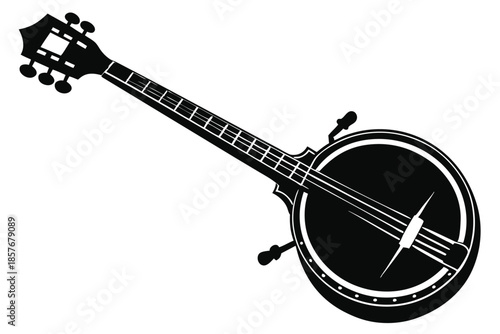 banjo silhouette line art vector illustration