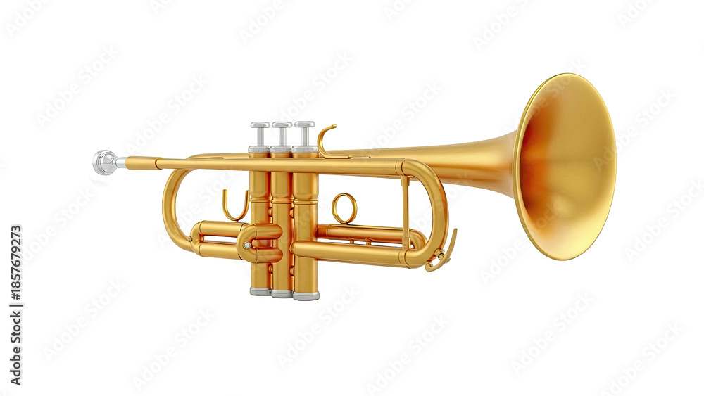 Fototapeta premium Gold Trumpet Musical Instrument on transparent background