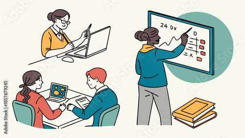 Diverse Business Team Collaboration Data Analysis and Presentation Workshop Training Session Focused Professional Development