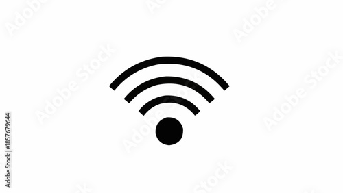 Black and White WiFi Symbol with Three Arcs and a Dot.