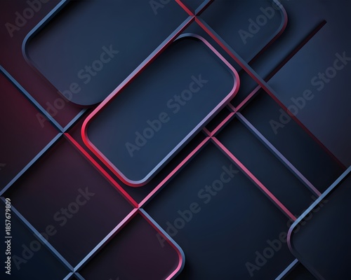 dark abstract background with intersecting geometric shapes and red glowing edges
