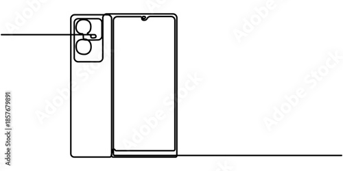 Smart phone icon continuous one line drawing, with  isolate simple outline vector illustration, One continuous line drawing of smartphone vector illustration. phone monoline design. Technology. 