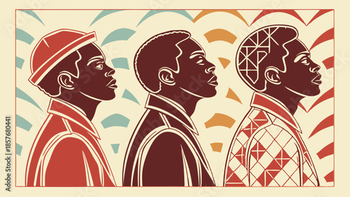 Diverse Black Men Profile Progression AI Technology Future Thinking Innovation Graphic Illustration