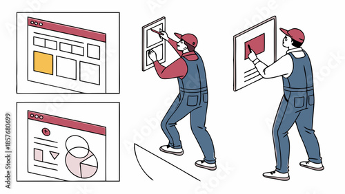 Professional Designer Drawing UI Wireframes and Developing Final Graphic Layout for Web and App Development Workflow