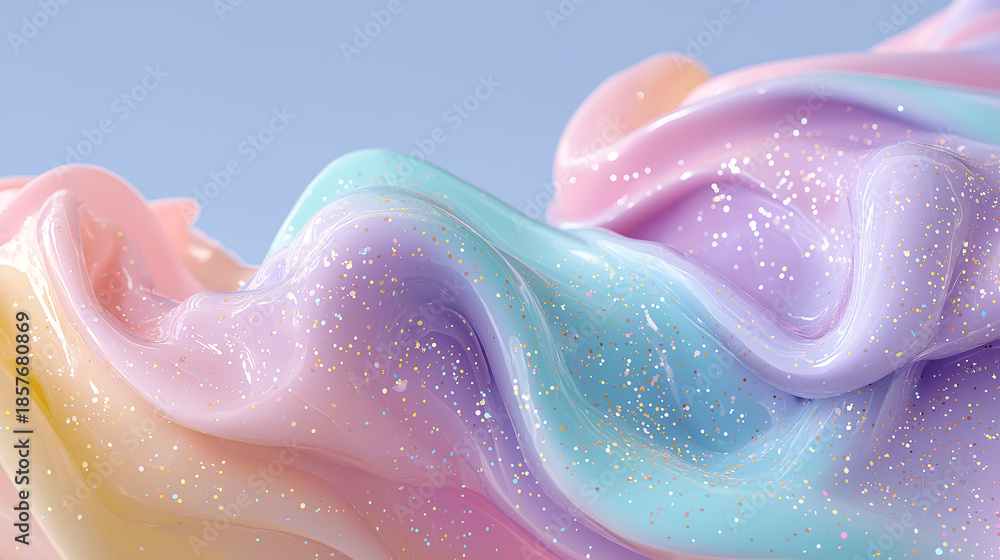 Obraz premium pastel abstract liquid waves, colorful glossy fluid texture, soft pastel slime background