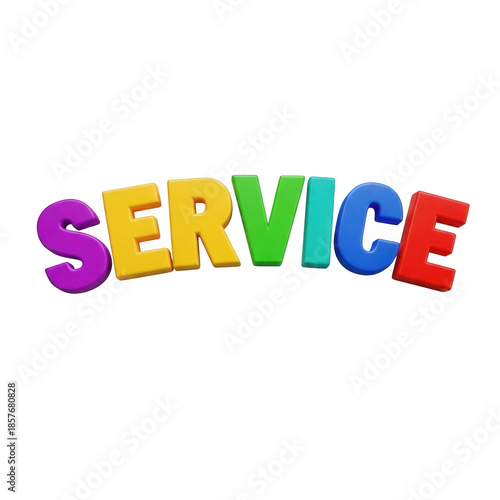 Colorful service letters isolated on transparent background