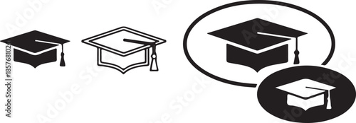 Graduation Cap Icons In Different Styles mortarboard