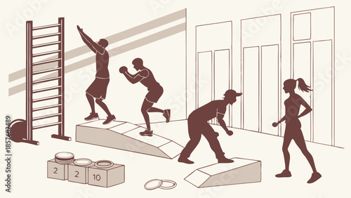 Athletic Performance Training Illustration Dynamic Plyometrics and Agility Drills for Functional Fitness and Strength Conditioning