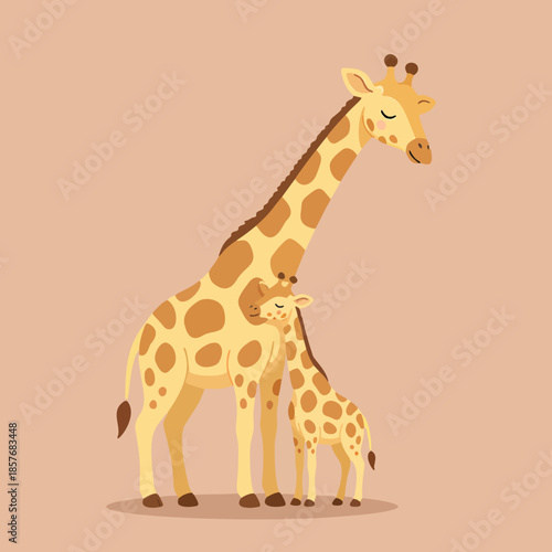 FLAT ILLUSTRATION OF AN ANIMAL AND ITS CHILDREN WHO ARE IN A MUTUALLY PROTECTIVE RELATIONSHIP WITH ONE ANOTHER