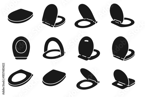 Lid slot vector handle guard seat bathroom arc hinge soft edge icon