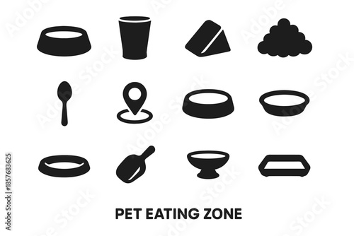 Meal heap vector feeding tray angled serving pet bowl icons icon raised