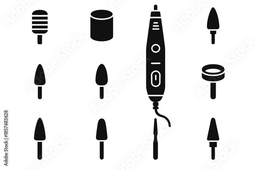 Vector fine guard file shape ring electric icon stripe line cylindrical nail