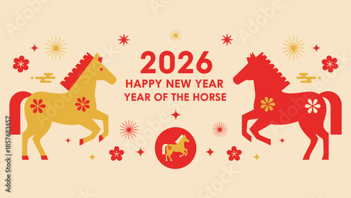 Colorful happy new year 2026 year of the horse celebration design
