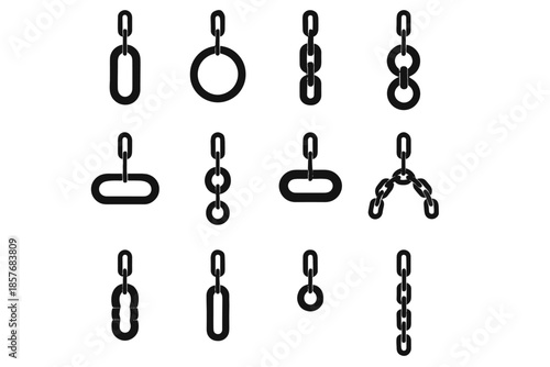 Small ridge link icon arc chain hanging ring icons clasp vector piece