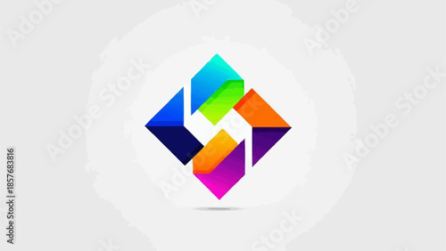 Colorful Abstract Square Logo Design with Interlocking Elements.