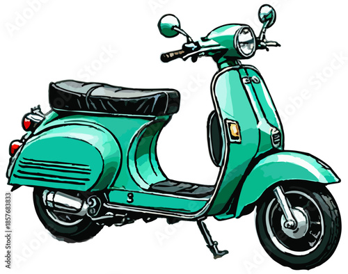 Wallpaper Mural Cute vintage scooter illustration Torontodigital.ca