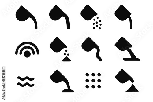 Small strip modern pouring falling tile vector icon piece line fall dots