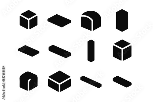 Plate deep geometric icons slab vector medium panel large narrow icon box