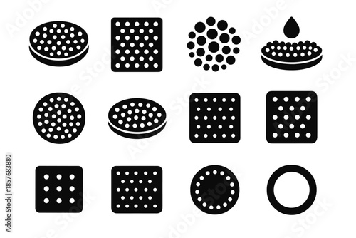 Vector circle mini ring icon absorbing dot patch small moisture bead pellet