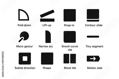 Slide slab strip set contour tiny curve tile assembly icon shape vector